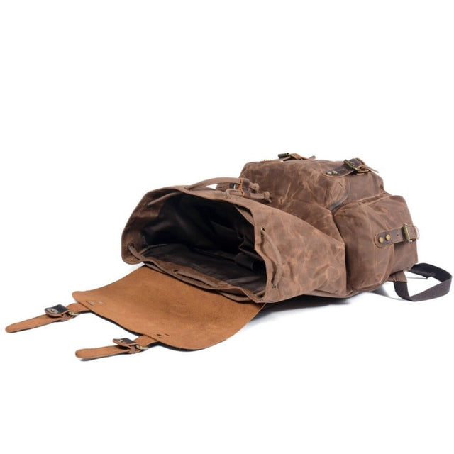 Sac à dos en toile vintage : accents de cuir, sac de Sac à dos en toile vintage : accents de cuir, sac de