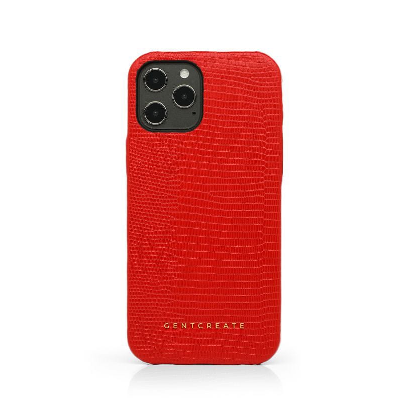 Red Leather iPhone Case Lizard Pattern By Gentcreate
