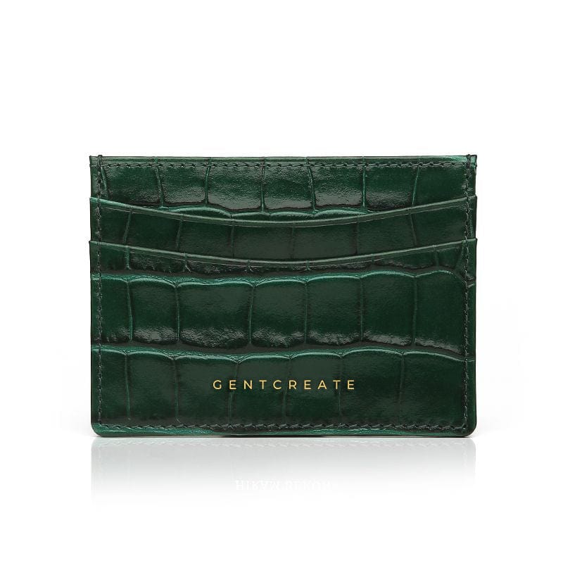 Glossy Leather Card Holder, Green