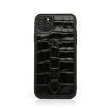 Black Glossy iPhone Leather Case With Strap By Gentcreate