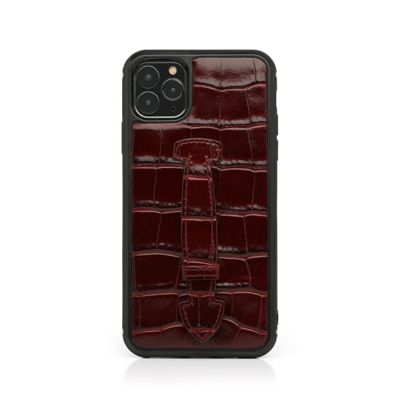 Burgundy Glossy iPhone Leather Case With Strap By Gentcreate