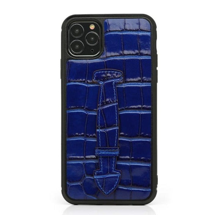 Blue Glossy iPhone Leather Case With Strap By Gentcreate