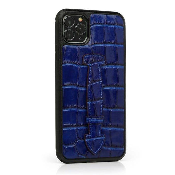 Blue Glossy iPhone Leather Case With Strap By Gentcreate