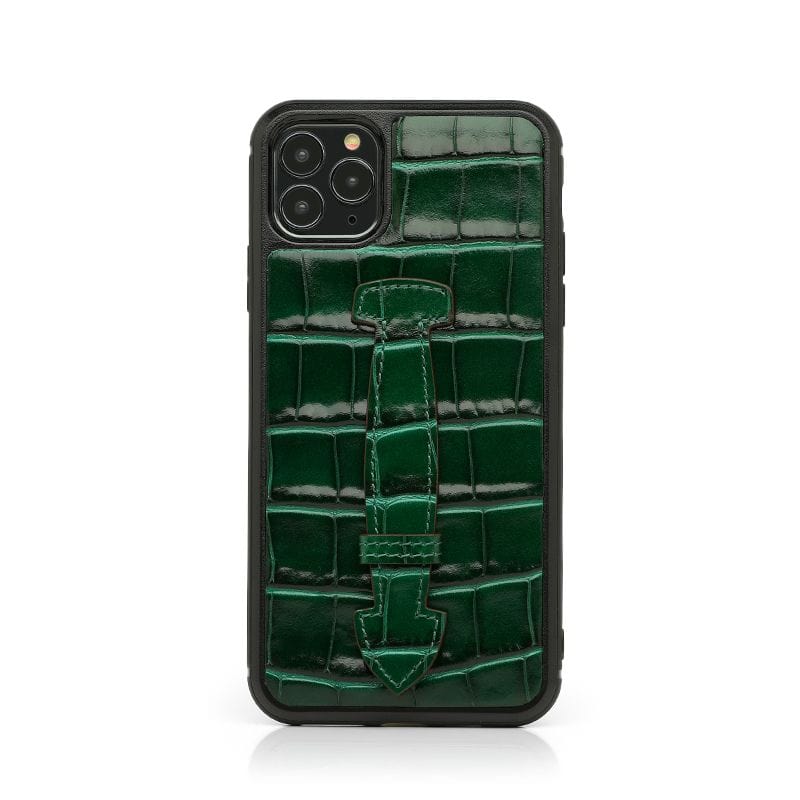Green Glossy iPhone Leather Case With Strap By Gentcreate