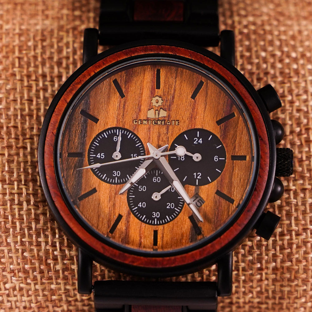 Dark Wood Bamboo Watch "Suaviter"