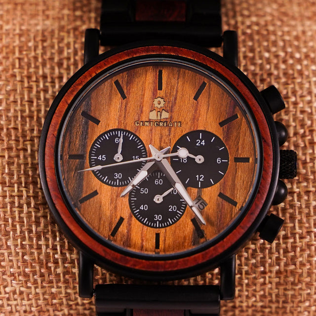 Montre en bois foncé en bambou "Suaviter"