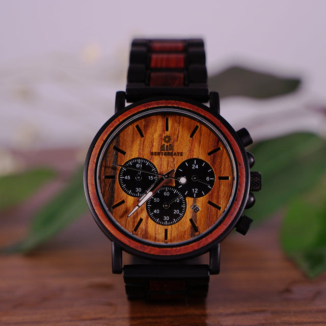 Montre en bois foncé en bambou "Suaviter"