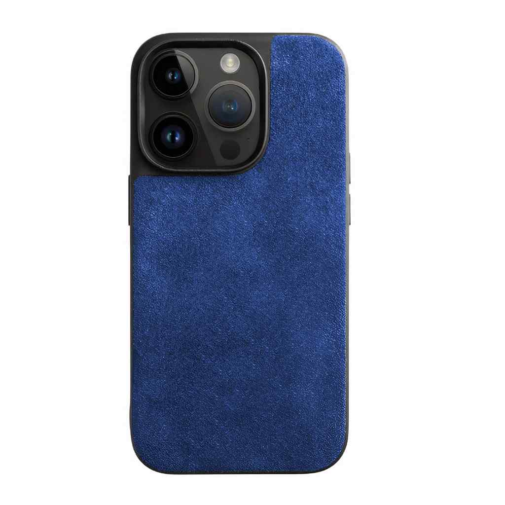 Blå Alcantara iPhone 14 Pro-fodral