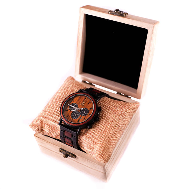 Montre en bois foncé en bambou "Suaviter"