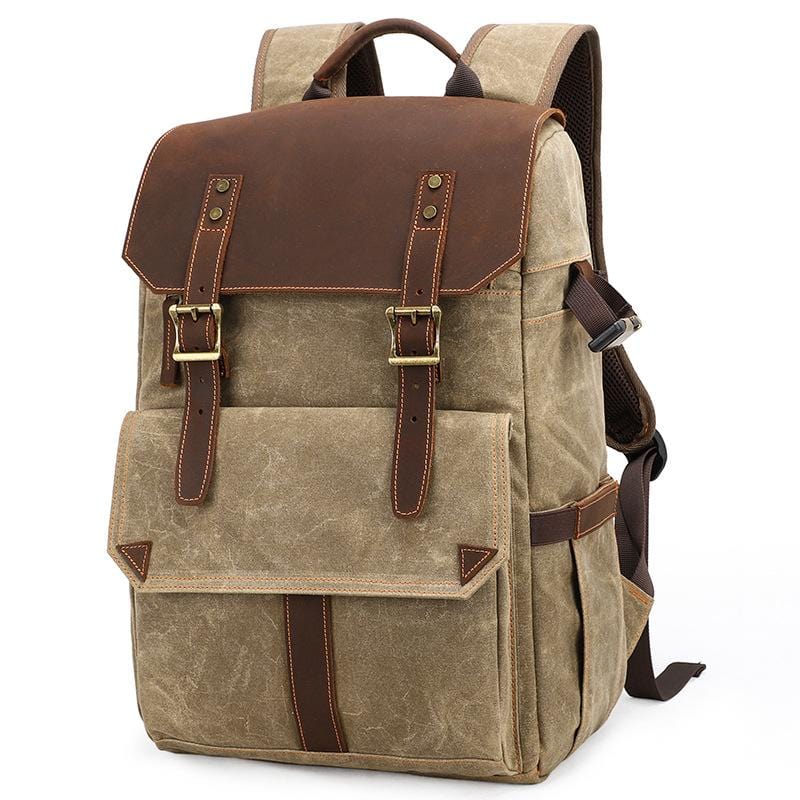 best leather canvas camera backpack Vintage Camera Backpack Consequat, Sand Brown