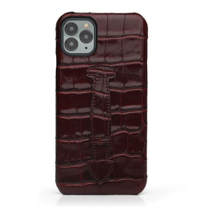 Burgundy Glossy Full Leather iPhone Case With Strap By Gentcreate
