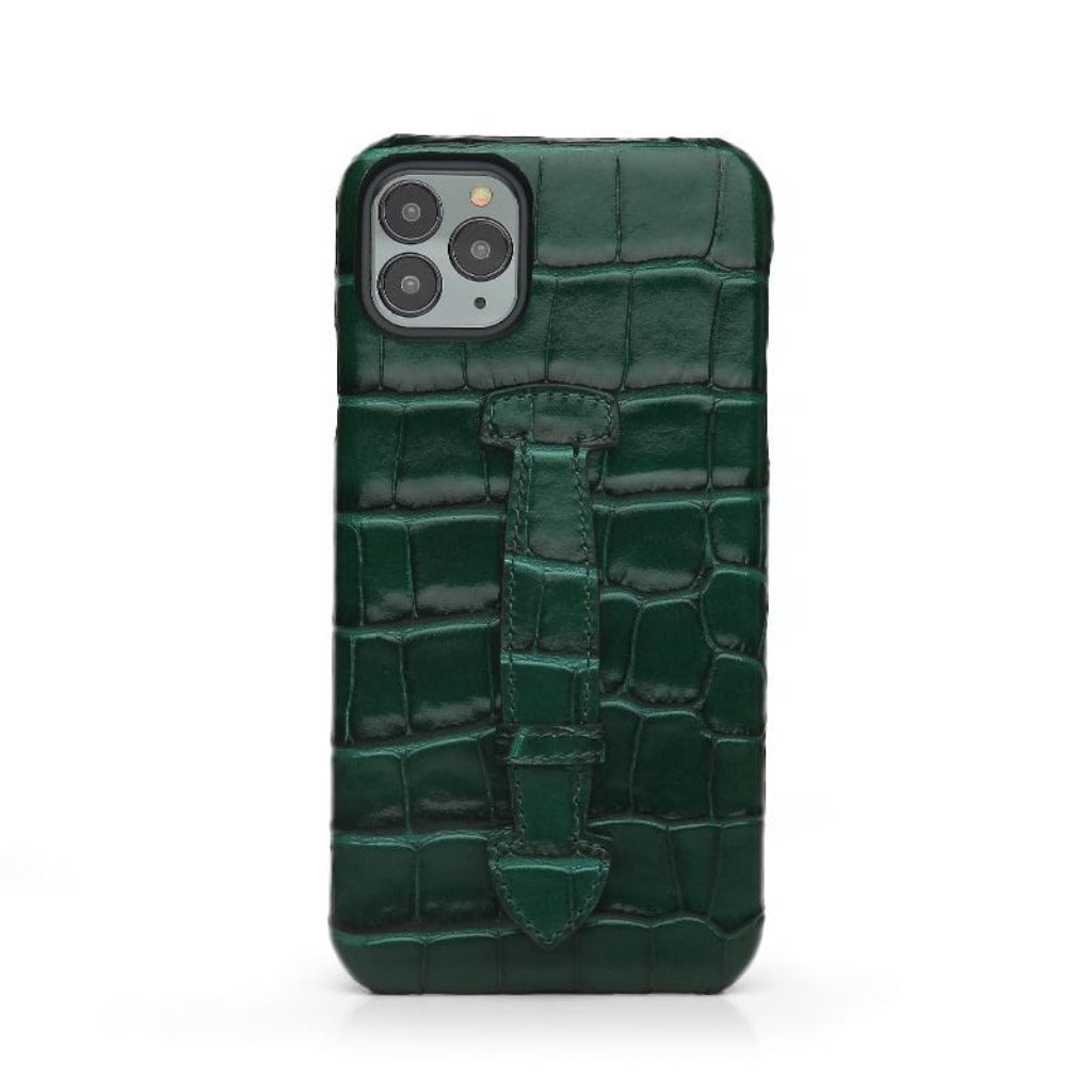 Green Glossy Full Leather iPhone Case With Strap By Gentcreate