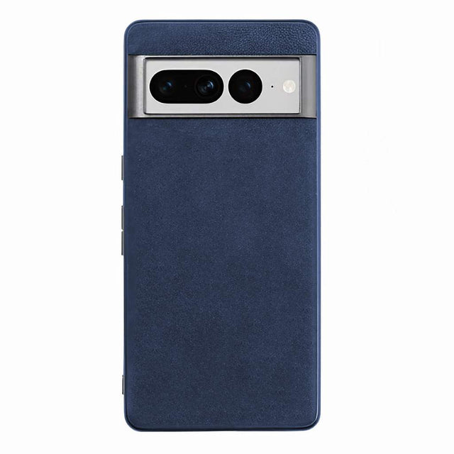Coque Pixel 7 en alcantara bleu gris