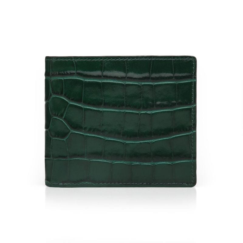 Green Glossy Leather Bifold Wallet By Gentcreate