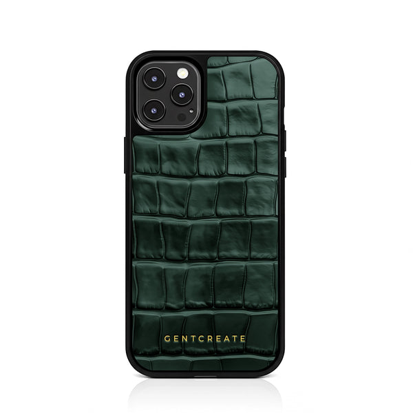 【EENK】Phone Case with Leather Strap - Croco Green Phone Case with Leather Strap Croco Green : EENK SHOP