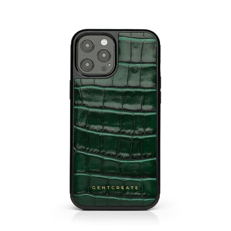 Green Glossy Leather iPhone Case Croco Pattern By Gentcreate