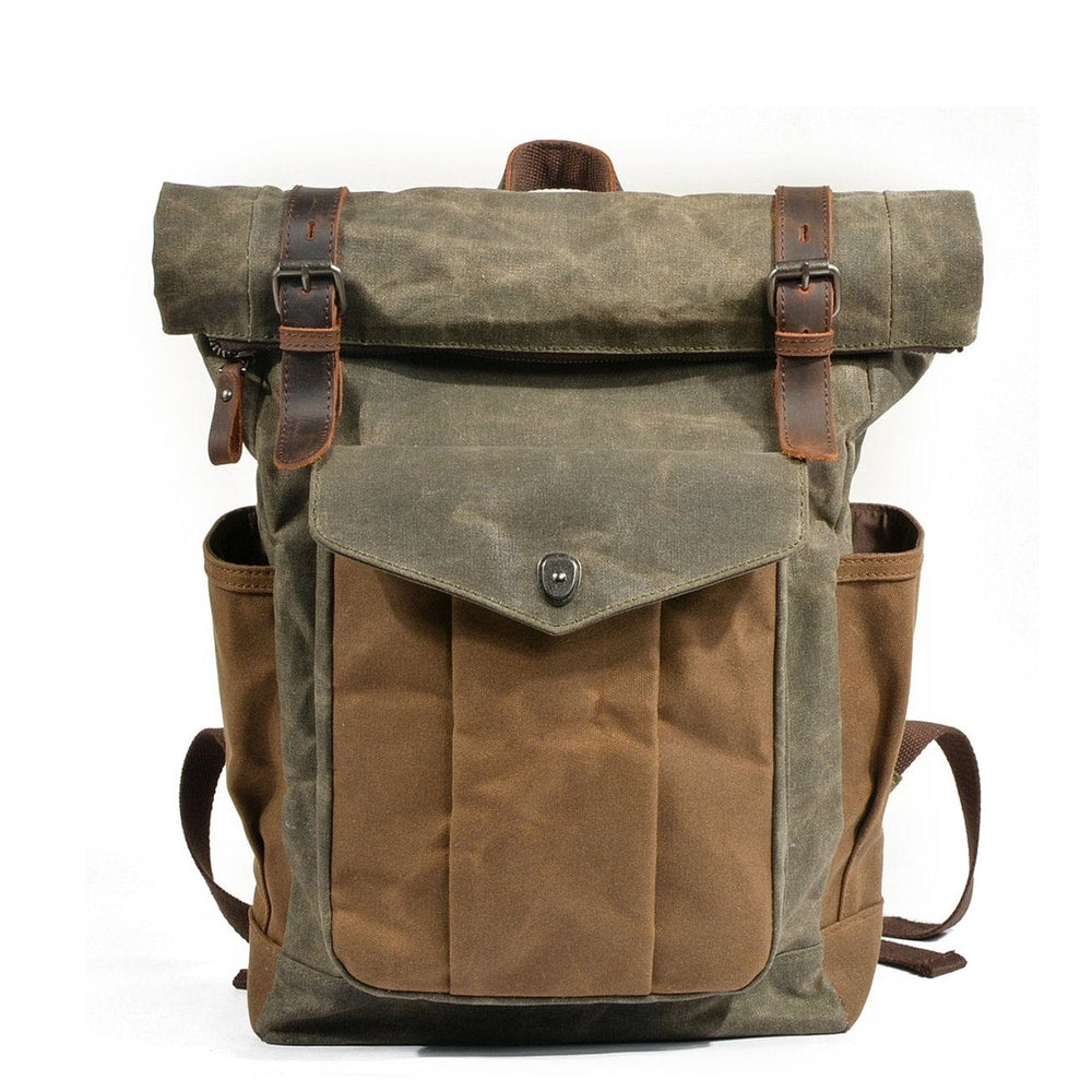 Army Green Retro Vintage Canvas Backpack "Deliciae" - 1950s Backpack Gentcreate