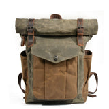 Army Green Retro Vintage Canvas Backpack "Deliciae" - 1950s Backpack Gentcreate