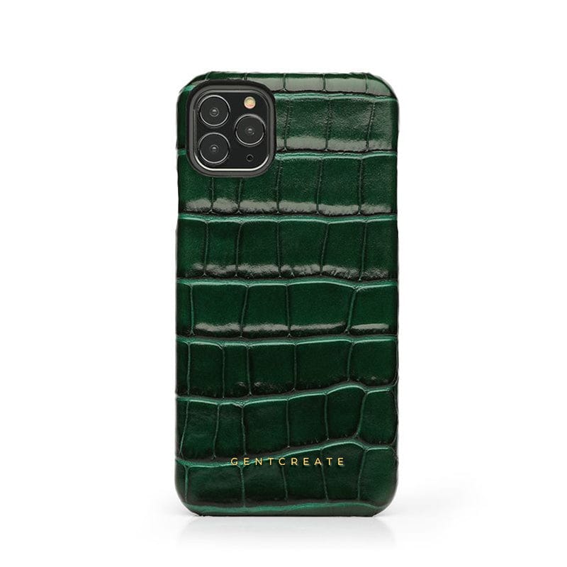 Green Minimalist Glossy Leather iPhone Case By Gentcreate