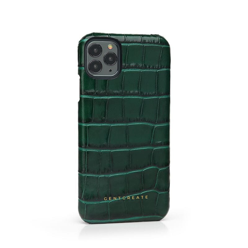 Green Minimalist Glossy Leather iPhone Case By Gentcreate