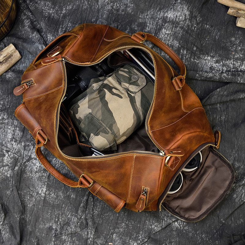 Brown Leather Crossbody Bag Interior Space Gentcreate