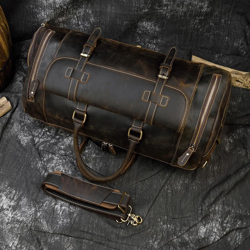 Bruine Leren Schoudertas Zijaanzicht Gentcrate