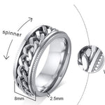 2021 Fashion New  Spinner Rings For Men Simple 8 Mm Width Stainless Steel Rotatable Men Rings Jewelry Gift - Gentcreate