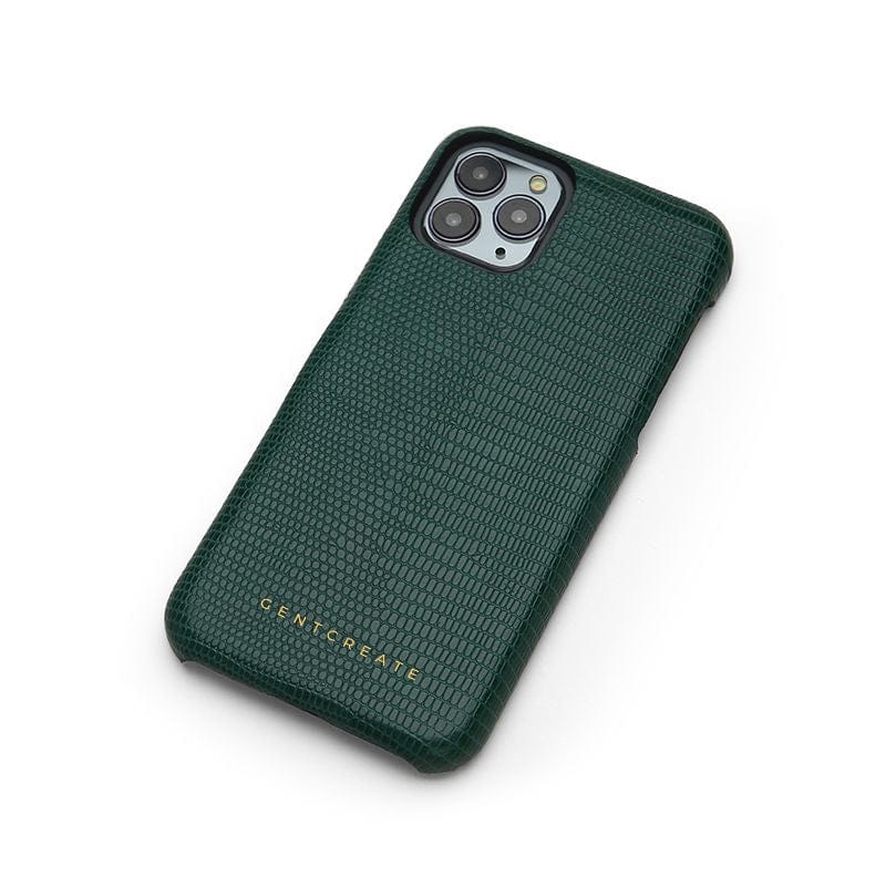 Green Leather iPhone Case Lizard Pattern By Gentcreate