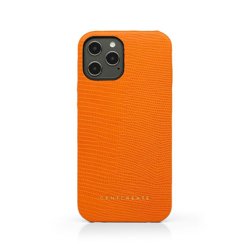 Orange Leather iPhone Case Lizard Pattern By Gentcreate