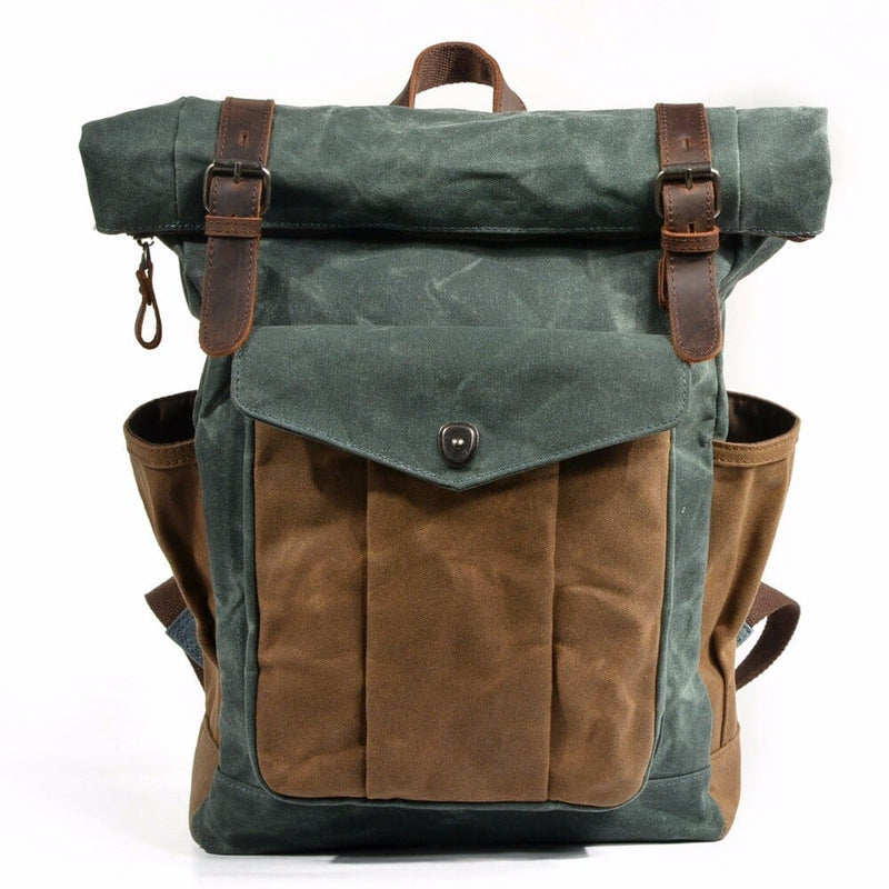 Green Retro Vintage Canvas Backpack "Deliciae" - 1950s Backpack Gentcreate