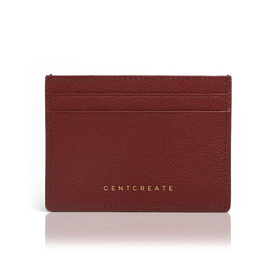 Leather Card Holder Epsom Pattern Burgundy Color by Gentcreate