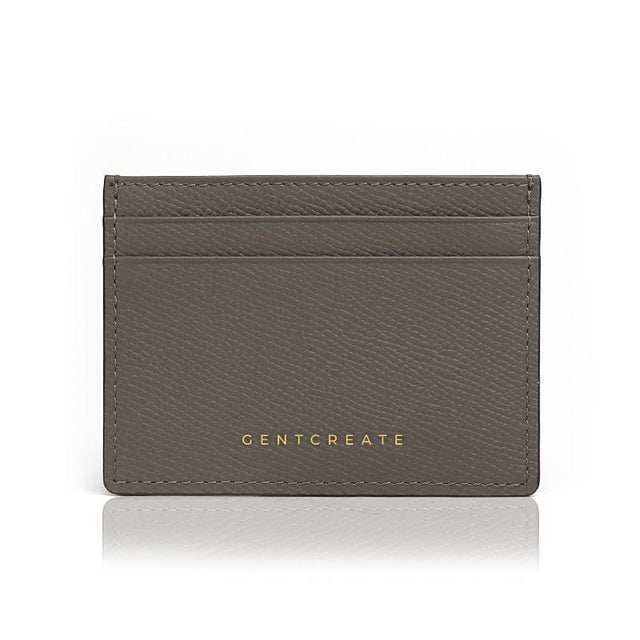 Porte-cartes en cuir gris à motif Epsom par Gentcreate