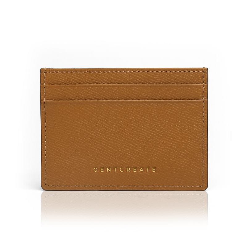जेंटक्रिएट द्वारा हल्के भूरे रंग का लेदर कार्ड होल्डर एप्सम पैटर्न