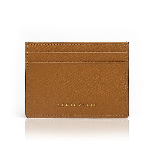Porte-cartes en cuir marron clair à motif Epsom par Gentcreate