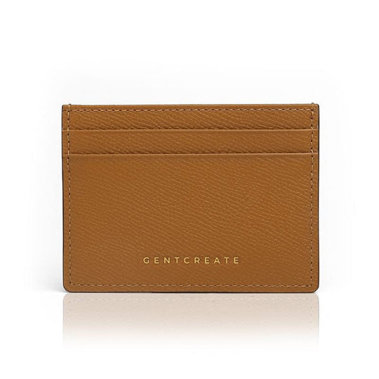 Leather Card Holder Epsom Pattern Light Brown Color by Gentcreate