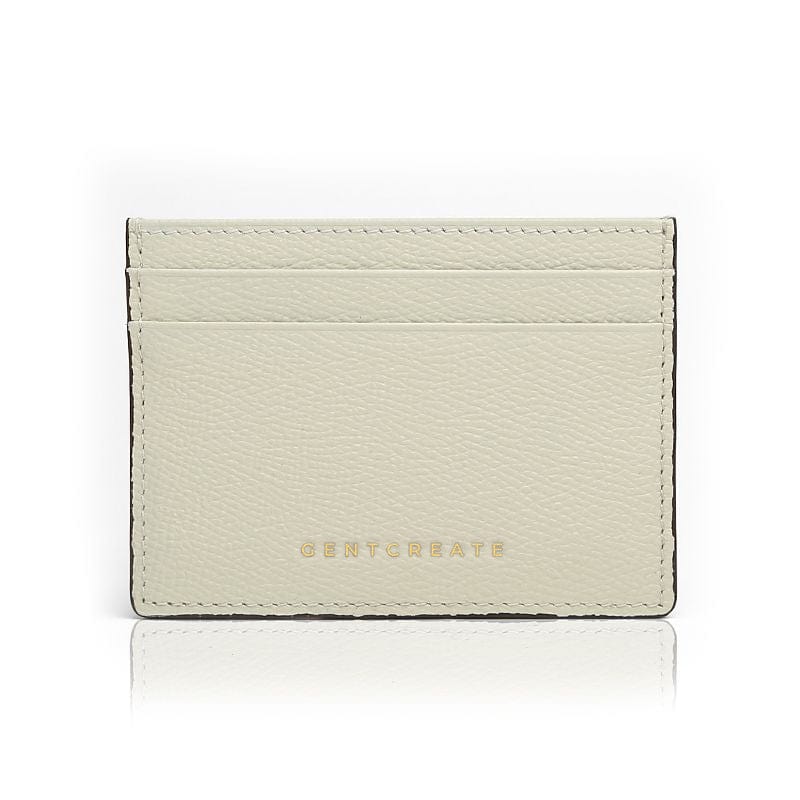 Leather Card Holder Epsom Pattern White Beige Color by Gentcreate