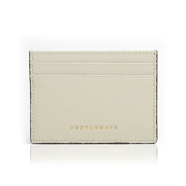 Porte-cartes en cuir blanc beige à motif Epsom par Gentcreate