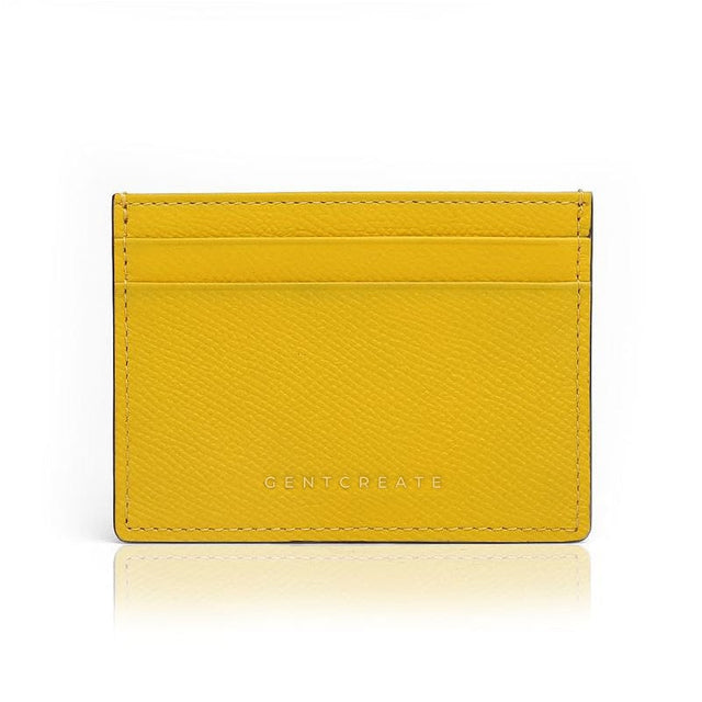 Porte-cartes en cuir jaune à motif Epsom par Gentcreate