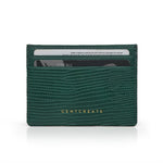 Leather Card Holder Lizard Pattern Green Color by Gentcreate