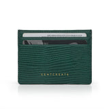 Leather Card Holder Lizard Pattern Green Color by Gentcreate