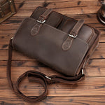 Brown Leather Crossbody Bag "Nuntius" - Gentcreate