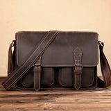 Brown Leather Crossbody Bag "Nuntius" - Gentcreate