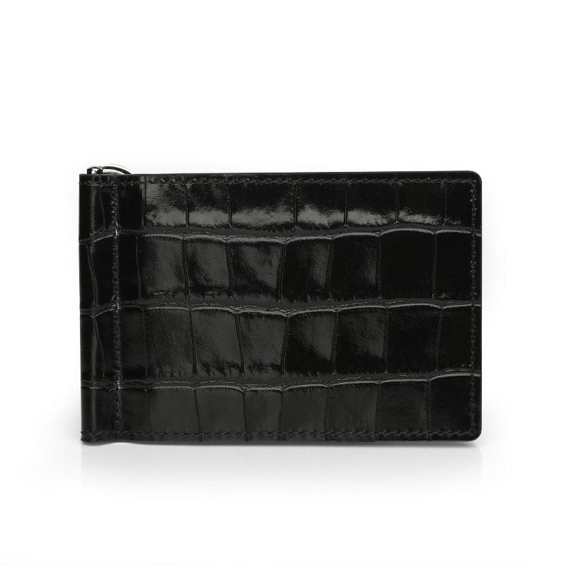 Crocodile Black Leather Money Clip Wallet By Gentcreate