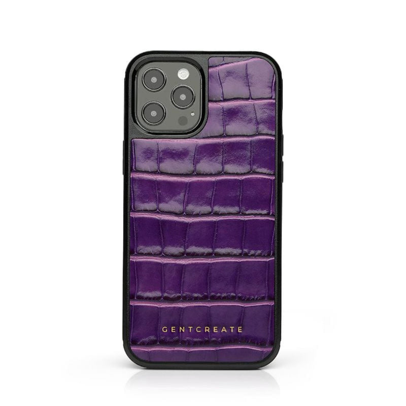 Magenta Glossy Leather iPhone Case Croco Pattern By Gentcreate