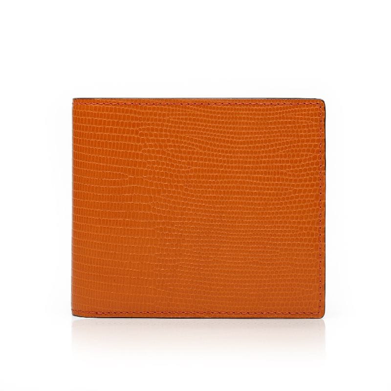 Orange Leather Bifold Wallet Lizard Pattern By Gentcreate