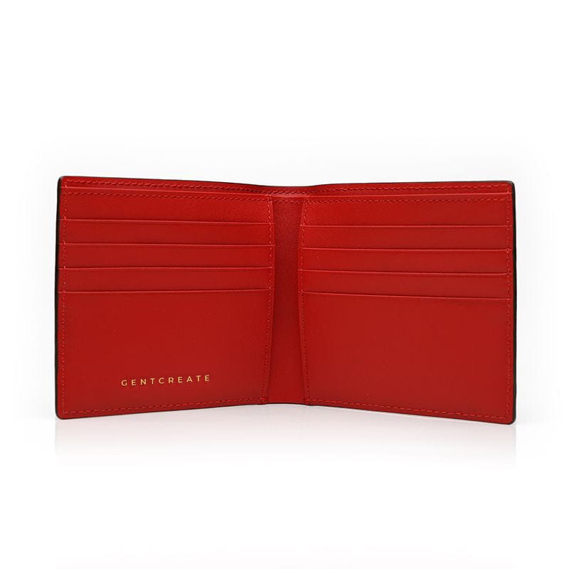 Red Leather Bifold Wallet Lizard Pattern By Gentcreate