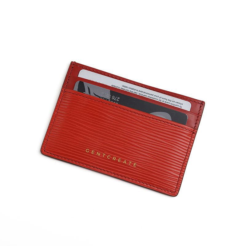 Red Leather Card Holder Wave Pattern by Gentcreate