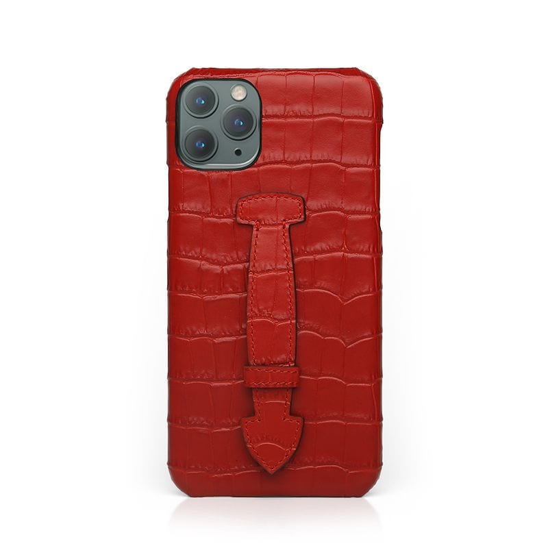 Finger Strap Case for iPhone 13 Pro Max in Genuine Calfskin