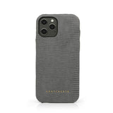 Gray Leather iPhone Case Lizard Pattern By Gentcreate