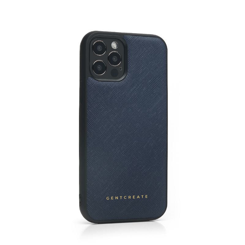 Saffiano Leather iPhone Navy Blue Case by Gentcreate